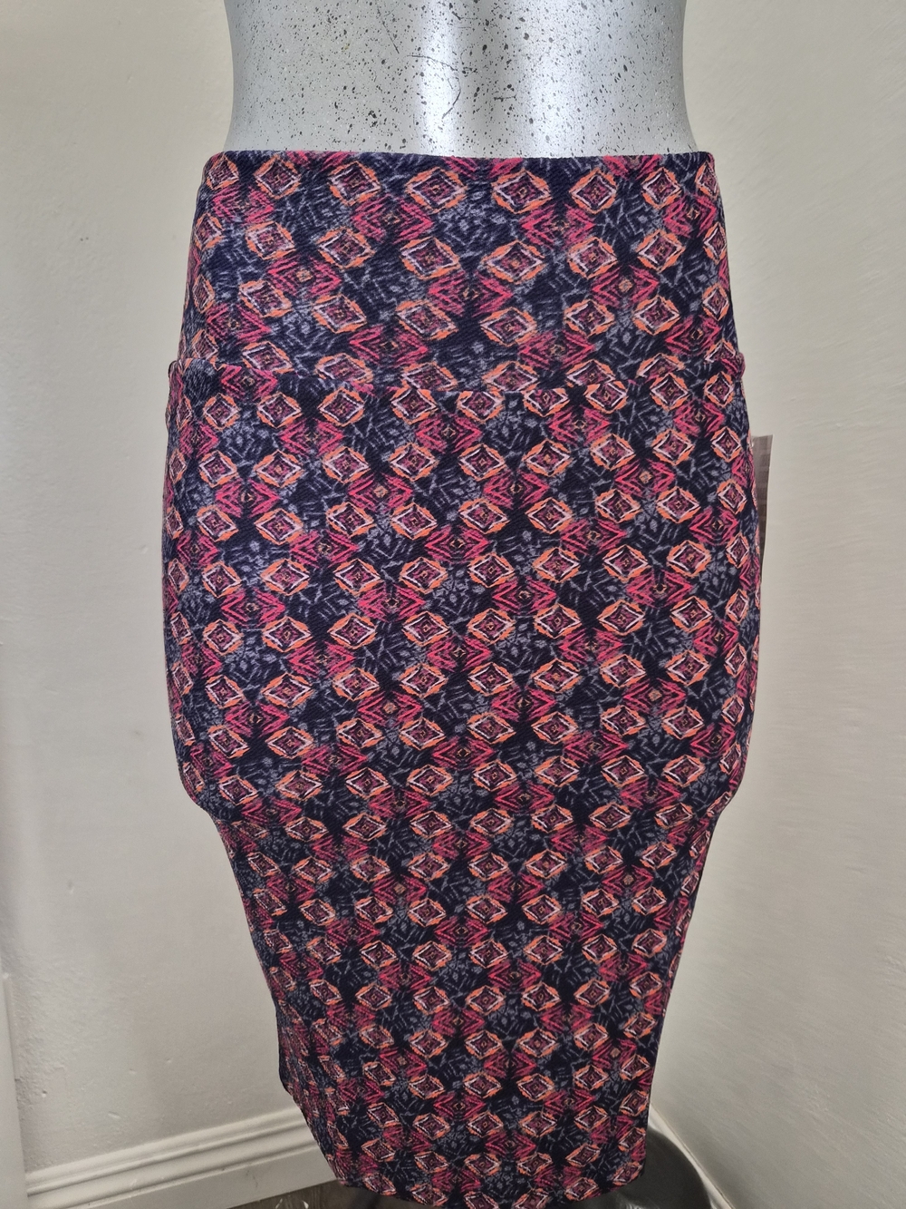 Lularoe Printed Pencil Skirt - Pink Red Navy Multicolor